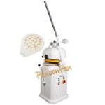 Divisora y rebolladora de masa automática en funcionamiento, mostrando masa de pan dividida. Divisora Y Bolladora De Masa Automática - Pan Con Pan