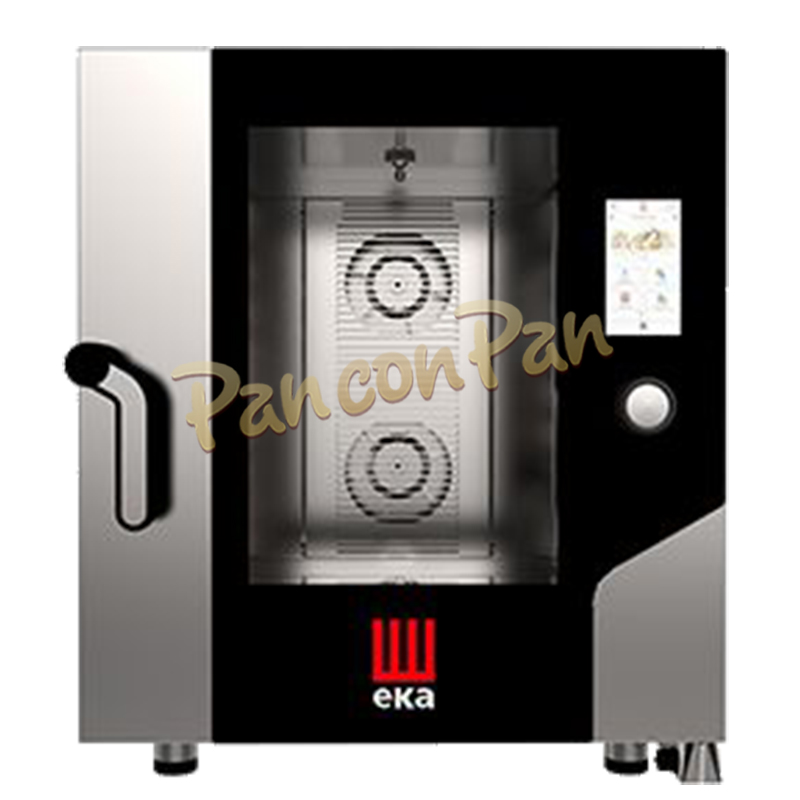 Horno combinado eléctrico EKA modelo MKF711TS con capacidad para 7 bandejas GN 1/1, ideal para cocina profesional.