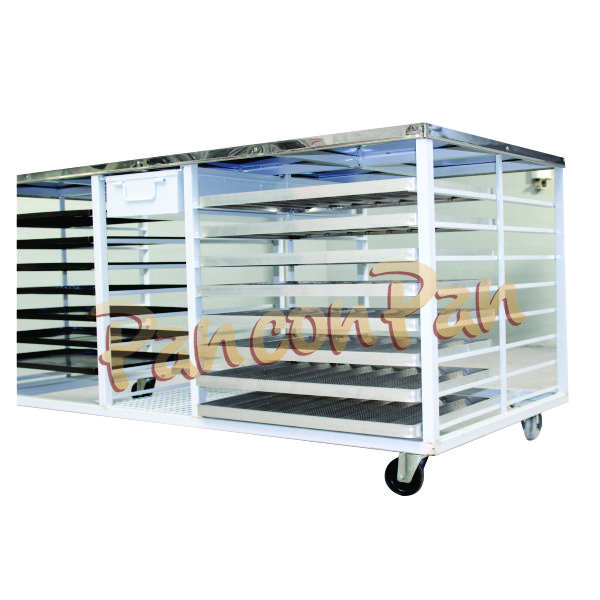 Carro de panadería Pan con Pan con múltiples bandejas de acero inoxidable y ruedas para facilitar la movilidad. Mesa torno. Mesa torno de 2