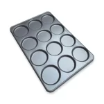 Bandeja Hamburguesera 60x40 por 12 moldes de 12 cm de diametro - Aluminizado Cod. 87367