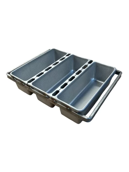 Trincha aluminizada lactal 30x10x10 x 3 unidades sin tapa. Estructura 20-10 carro 70x45 Codigo 711