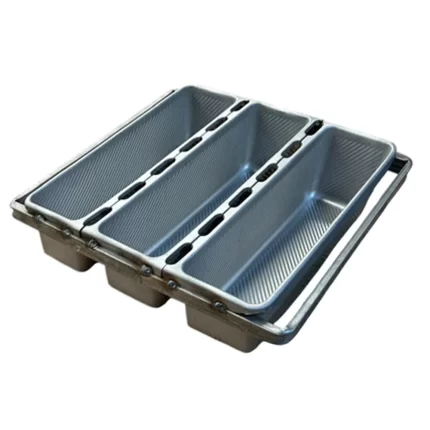 Trincha aluminizada lactal 33x10x10 x 3 unidades sin tapa. Estructura 20-10 carro 70x45 Codigo 713