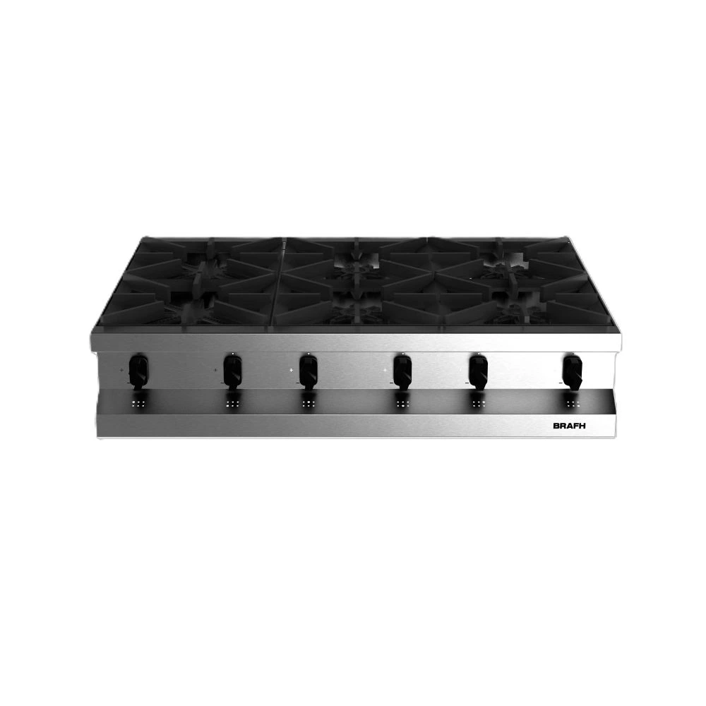 Anafe 1045 a gas. 6 hornallas AISI 430 esmerilado sin base- Marca BRAFH - 10456H2 Anafe a Gas 1045 de 6 Hornallas Sin Base - Brafh Modelo 10456H2 - Imagen 1